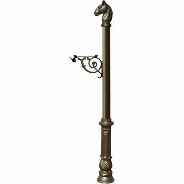 Lewiston E1 Economy Mailbox System with Ornate Base & Horsehead Finial, Bronze LPST-701-E1-BZ